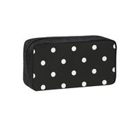 EdWal Black and White Polka Dot Print Pen Organizer Bag Pouch Large Capacity Pencil Case with Zipper Durable Pen Case for Stationery