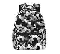 EdWal Black And White Soccer Ball Pattern Print Hiking Backpack Laptop Backpack For Men Women Waterproof Rucksack Easy To Clean Travel Bag