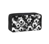 EdWal Black and White Soccer Ball Pattern Print Pen Organizer Bag Pouch Large Capacity Pencil Case with Zipper Durable Pen Case for Stationery