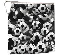 EdWal Black And White Soccer Ball Pattern Print Polyester Shower Curtain For Bathroom With Hooks 185cm Long, Waterproof Bath Accessories