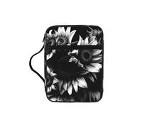 EdWal Black and White Sunflowers Print Bible Case Cosmetic Bag with Sturdy Handle Wash Bag Tablet Sleeve Small Tool Bag for Books