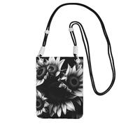 EdWal Black And White Sunflowers Print Crossbody Bag For Women, Mini Phone Purses, Cute Phone Wallet, For Hiking Travel Gift