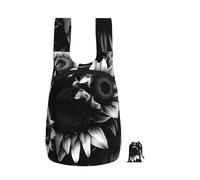 EdWal Black And White Sunflowers Print Foldable Backpack Lightweight Hiking Bag Soft Travel Backpack Rucksack For Work And Gym
