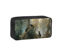 EdWal Black Bears Print Pen Organizer Bag Pouch Large Capacity Pencil Case with Zipper Durable Pen Case for Stationery