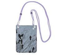 EdWal Black Crow Birds Print Crossbody Bag For Women, Mini Phone Purses, Cute Phone Wallet, For Hiking Travel Gift