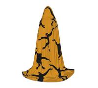 Edwal Black Gibbon Monkey Print Hooded Cloak,Unisex Cape,Witch Wizard Cape,Vampire Cape For Halloween Cosplay Costumes