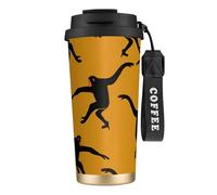 EdWal Black Gibbon Monkey Print Insulated Stainless Steel Travel Coffee Mug,Coffee Cups with Lids, for Hot Cold Drinks