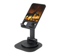 EdWal Black Horses Red Glowing Clouds Print Adjustable Foldable Phone Stand,360 Rotating Cell Phone Holder For Desk,Travel Essentials