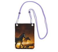 EdWal Black Horses Red Glowing Clouds Print Crossbody Bag For Women, Mini Phone Purses, Cute Phone Wallet, For Hiking Travel Gift