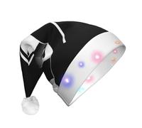 EdWal Black White Formula Checkered Flags Pattern Print Led Christmas Beanie Light Up Christmas Hats, Knit Hats With Led Lights, Unisex Winter Santa Hat