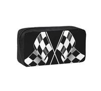 EdWal Black White Formula Checkered Flags Pattern Print Pen Organizer Bag Pouch Large Capacity Pencil Case with Zipper Durable Pen Case for Stationery