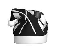 EdWal Black White Formula Checkered Flags Pattern Print Plush Santa Hat, Christmas Hats For Adults, Cozy Holiday Headwear, For Christmas Parties