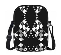 Edwal Black White Formula Checkered Flags Pattern Print Small Crossbody Bag For Women Waterproof Phone Purse With Adjustable Strap For Travel Work
