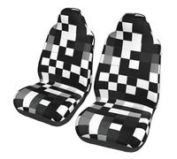 EdWal Black White Formula Checkered Pattern Print Front Seat Covers, Easy To Install Two Car Seat Protector Cover Set Accessories Auto Trucks Suv