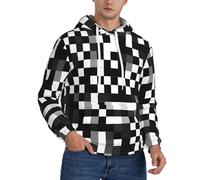 EdWal Black White Formula Checkered Pattern Print Men'S Hoodie,Comfortable Pullover Sweatshirt For Men,Drawstring Casual Hooded Sweatshirts
