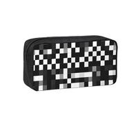 EdWal Black White Formula Checkered Pattern Print Pen Organizer Bag Pouch Large Capacity Pencil Case with Zipper Durable Pen Case for Stationery