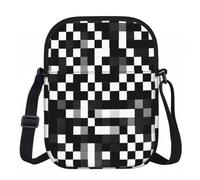 Edwal Black White Formula Checkered Pattern Print Small Crossbody Bag For Women Waterproof Phone Purse With Adjustable Strap For Travel Work