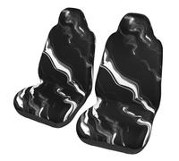 EdWal Black White Marble Print Print Front Seat Covers, Easy To Install Two Car Seat Protector Cover Set Accessories Auto Trucks Suv