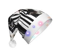EdWal Black White Milk Cow Print Led Christmas Beanie Light Up Christmas Hats, Knit Hats With Led Lights, Unisex Winter Santa Hat