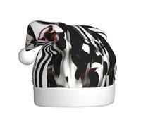 EdWal Black White Milk Cow Print Plush Santa Hat, Christmas Hats For Adults, Cozy Holiday Headwear, For Christmas Parties