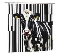 EdWal Black White Milk Cow Print Polyester Shower Curtain For Bathroom With Hooks 185cm Long, Waterproof Bath Accessories