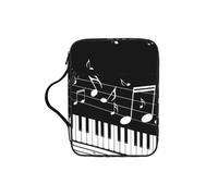 EdWal Black White Music Note Print Bible Case Cosmetic Bag with Sturdy Handle Wash Bag Tablet Sleeve Small Tool Bag for Books