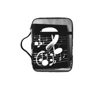 EdWal Black White Music Note Print Bible Case Cosmetic Bag with Sturdy Handle Wash Bag Tablet Sleeve Small Tool Bag for Books