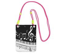 EdWal Black White Music Note Print Crossbody Bag For Women, Mini Phone Purses, Cute Phone Wallet, For Hiking Travel Gift