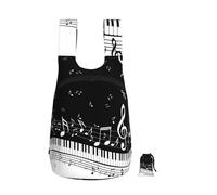 EdWal Black White Music Note Print Foldable Backpack Lightweight Hiking Bag Soft Travel Backpack Rucksack For Work And Gym