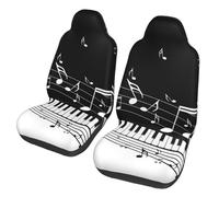 EdWal Black White Music Note Print Front Seat Covers, Easy To Install Two Car Seat Protector Cover Set Accessories Auto Trucks Suv