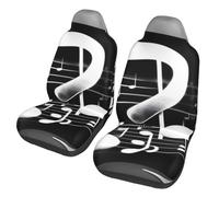 EdWal Black White Music Note Print Front Seat Covers, Easy To Install Two Car Seat Protector Cover Set Accessories Auto Trucks Suv
