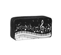 EdWal Black White Music Note Print Pen Organizer Bag Pouch Large Capacity Pencil Case with Zipper Durable Pen Case for Stationery