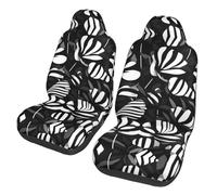 EdWal Black White Striped Flowers Print Front Seat Covers, Easy To Install Two Car Seat Protector Cover Set Accessories Auto Trucks Suv