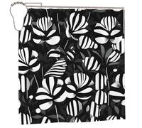 EdWal Black White Striped Flowers Print Polyester Shower Curtain For Bathroom With Hooks 185cm Long, Waterproof Bath Accessories