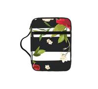 EdWal Black White Stripes Red Rose Flowers Print Bible Case Cosmetic Bag with Sturdy Handle Wash Bag Tablet Sleeve Small Tool Bag for Books