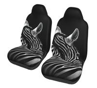 EdWal Black & White Zebra Print Front Seat Covers, Easy To Install Two Car Seat Protector Cover Set Accessories Auto Trucks Suv