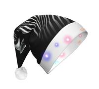 EdWal Black & White Zebra Print Led Christmas Beanie Light Up Christmas Hats, Knit Hats With Led Lights, Unisex Winter Santa Hat