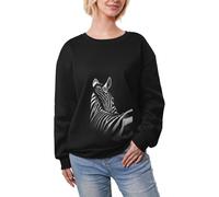 EdWal Black & White Zebra Print Long Sleeve Warm Sweatshirts, Womens Oversized Fleece Lined Tops Fall Fashion Outfits