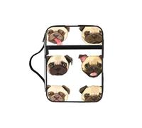 EdWal Black Yellow Pug Print Bible Case Cosmetic Bag with Sturdy Handle Wash Bag Tablet Sleeve Small Tool Bag for Books