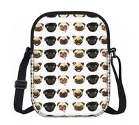 Edwal Black Yellow Pug Print Small Crossbody Bag For Women Waterproof Phone Purse With Adjustable Strap For Travel Work
