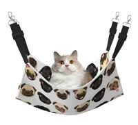 EdWal Black Yellow Pug print Soft Sleeping Hammock Cat Hammock for Cage Hanging,Pet Hammock Bed Adjustable for Small Animals