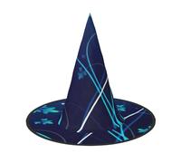 EdWal Blue Mini Flower Swirl Print Halloween Witch Hat Costume Accessory Women Hats For Halloween Party Cosplay For Home, Yard,