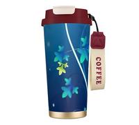 EdWal Blue Mini Flower Swirl Print Insulated Stainless Steel Travel Coffee Mug,Coffee Cups with Lids, for Hot Cold Drinks