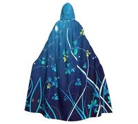 EdWal Blue Mini Flower Swirl Print Unisex Adults Hooded Cloak Cape Uniform, Hooded Robe, For Halloween Cosplay Costumes