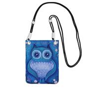 EdWal Blue Owl Print Crossbody Bag For Women, Mini Phone Purses, Cute Phone Wallet, For Hiking Travel Gift