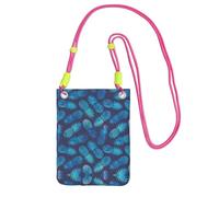 EdWal Blue Pineapple Print Crossbody Bag For Women, Mini Phone Purses, Cute Phone Wallet, For Hiking Travel Gift