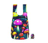 EdWal Bright Mushrooms Art Print Foldable Backpack Lightweight Hiking Bag Soft Travel Backpack Rucksack For Work And Gym
