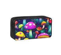 EdWal Bright Mushrooms Art Print Pen Organizer Bag Pouch Large Capacity Pencil Case with Zipper Durable Pen Case for Stationery