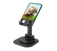 EdWal Bunny On Green Grass Print Adjustable Foldable Phone Stand,360 Rotating Cell Phone Holder For Desk,Travel Essentials