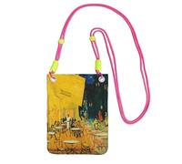 EdWal Cafe Terrace At Night Print Crossbody Bag For Women, Mini Phone Purses, Cute Phone Wallet, For Hiking Travel Gift